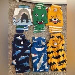 Lot of six pairs of Hanna Andersson long John pajamas, size 150 (size 12).